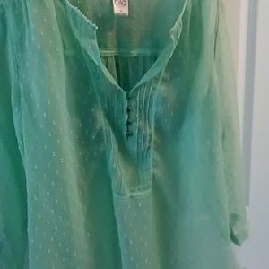 Green flowy dressy blouse